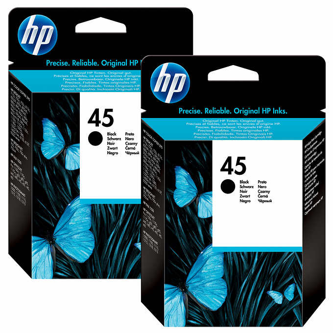 HP 45 (51645A) Black Ink Cartridges- 2 Pack