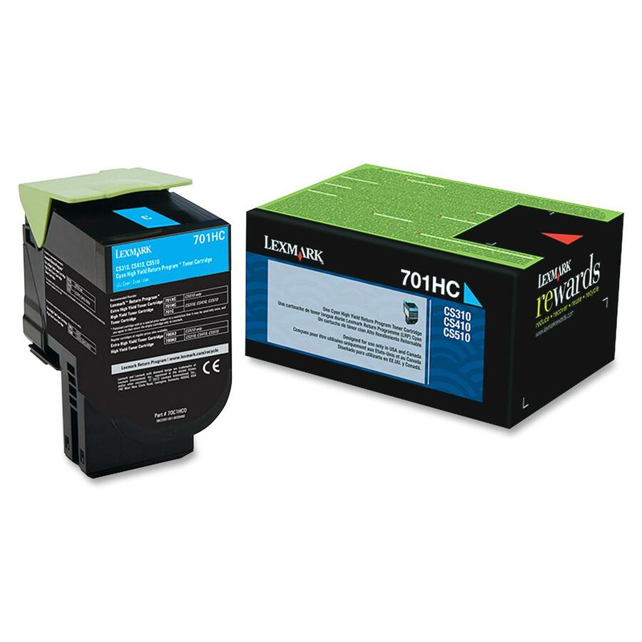 Lexmark CS310, CS/CX410, 510 High Yield Cyan Toner Cartridge, 701HC