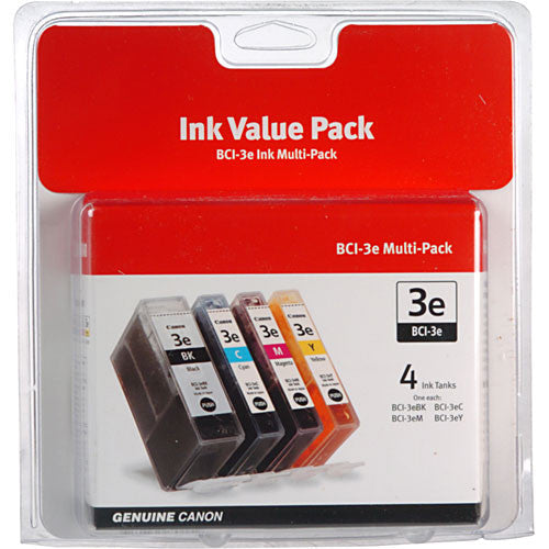 Original Canon BCI-3e Black, Cyan, Magenta & Yellow Ink Cartridges