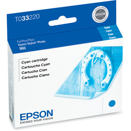 Original Epson T0332 Standard-Yield Cyan Ink Cartridge, T033220