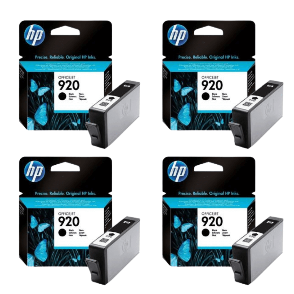 HP Genuine 920 Black Ink Cartridges, CD971AN 4-Pack