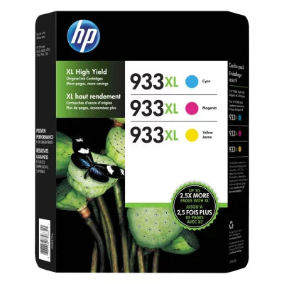 HP 933XL Cyan, Magenta, Yellow Ink Cartridge- 3 Pack