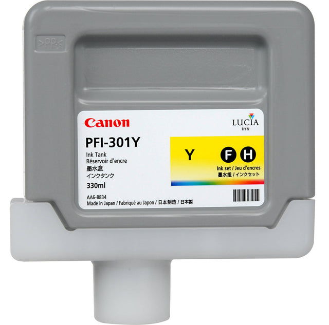 Canon PFI-301Y Standard-Yield Yellow Ink Cartridge, 1489B001AA