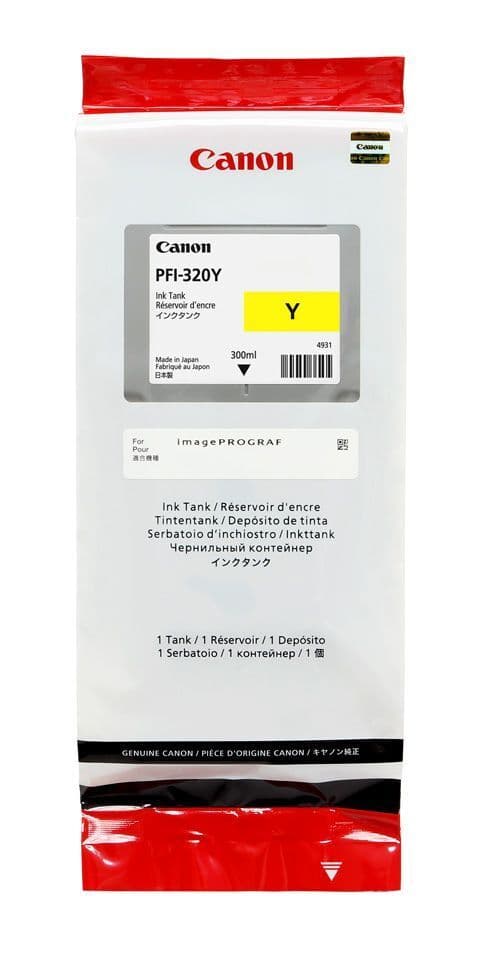 Canon PFI-320Y 300ml High-Yield Yellow Ink Cartridge, 2893C001AA