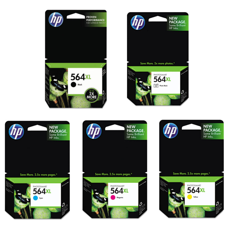 HP 564XL Black and Color Ink Cartridges-5pack