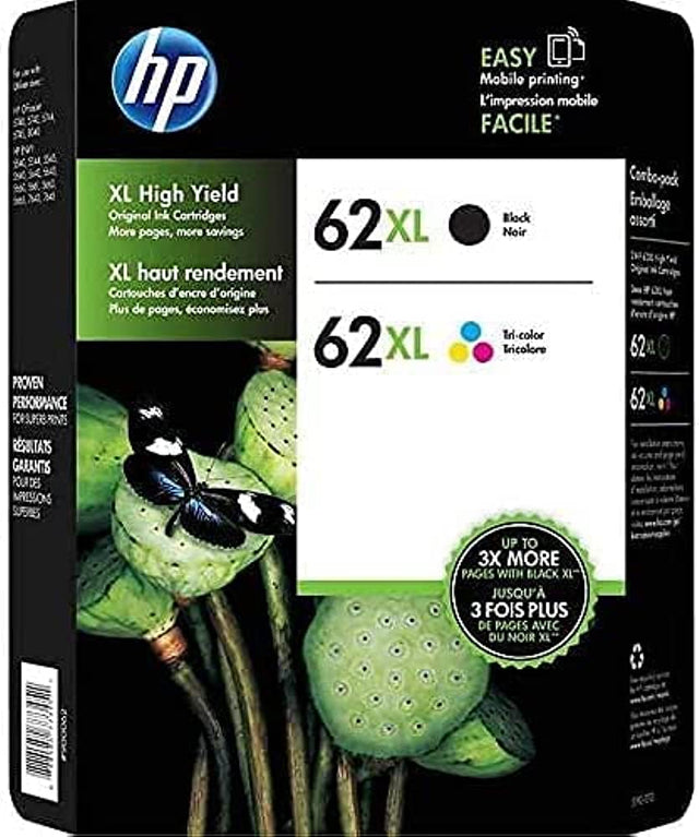 HP 62XL Black & Tri-Color Ink Cartridge - 2 Pack