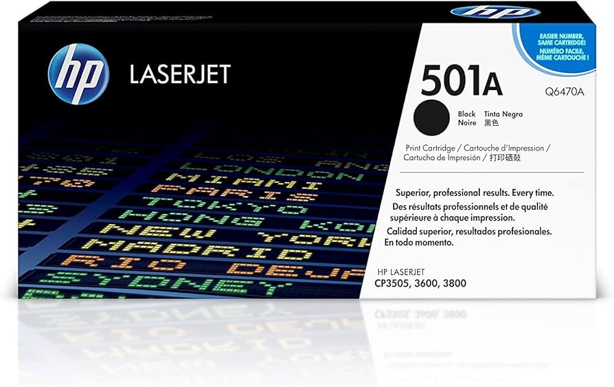 HP 501A Standard Yield Black LaserJet Toner Cartridge, Q6470A