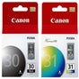 Canon PG-30 Black and CL-31 Color Printer Ink Cartridges