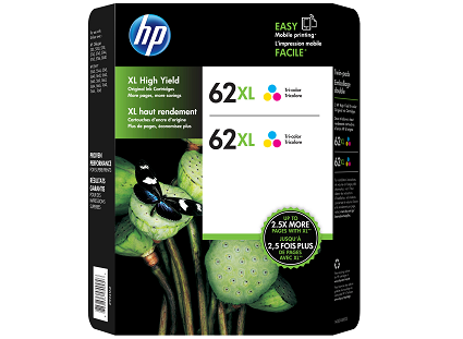 HP 62XL (C2P07AN) Tri-Color Ink Cartridge - Twin Pack