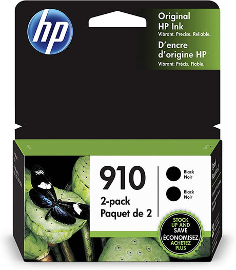 Original HP 910 (3JB40AN) Black Standard Yield Ink Cartridge-2 Pack