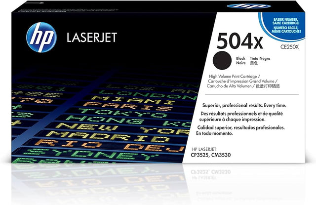 HP 504X Standard Yield Black LaserJet Toner Cartridge, CE250X