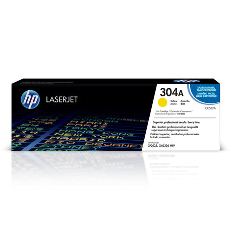 HP 304A High Yield Yellow LaserJet Toner Cartridge, CC532A