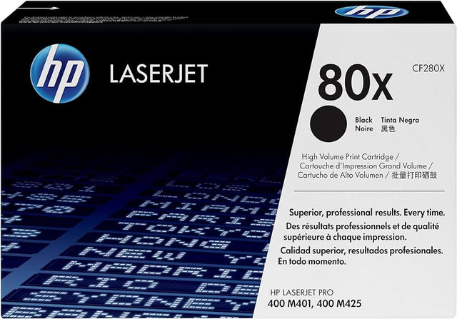 HP 80X High Yield Black LaserJet Toner Cartridge, CF280X