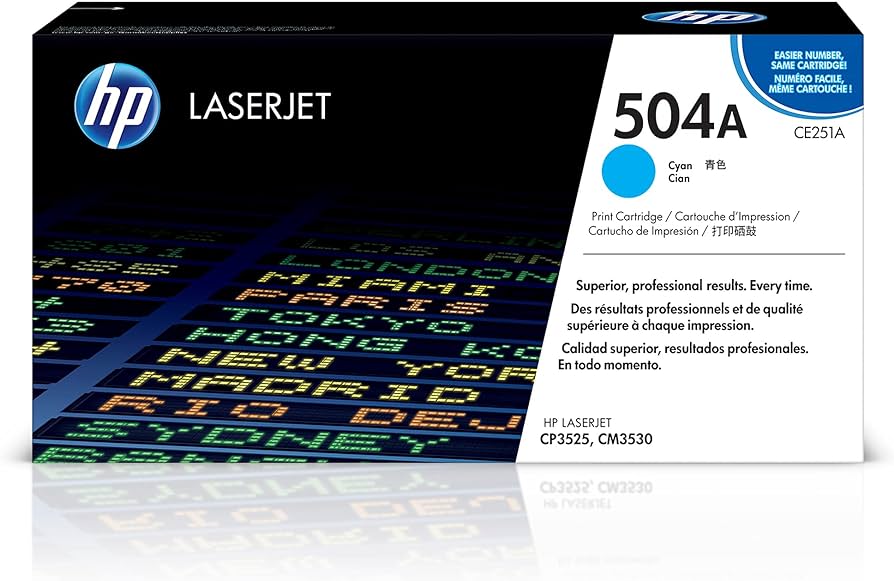 HP 504A Standard Yield Cyan LaserJet Toner Cartridge, CE251A