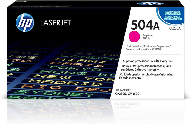 HP 504A Standard Yield Magenta LaserJet Toner Cartridge, CE253A