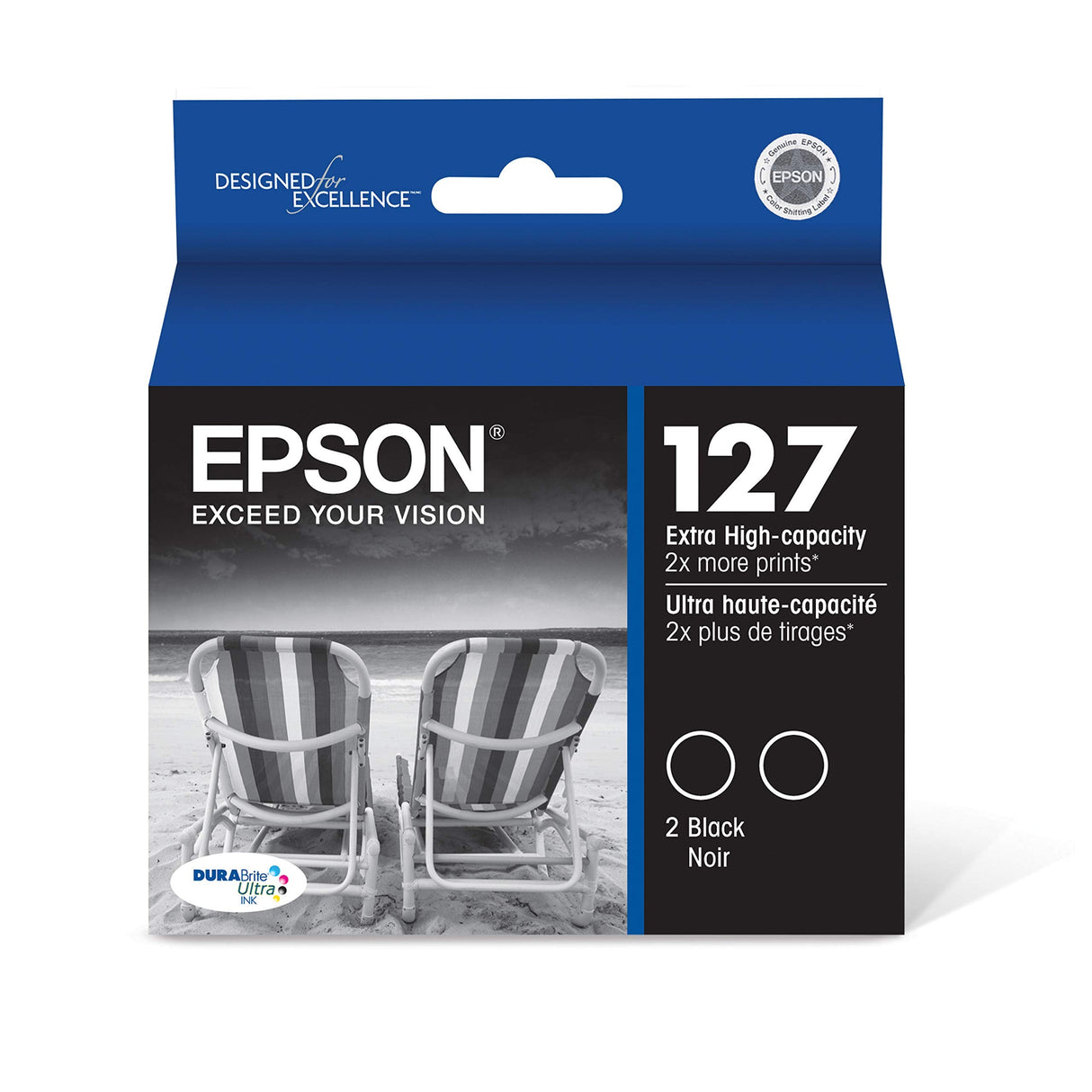 Original Epson 127 Black ink cartridge, 2 Pack