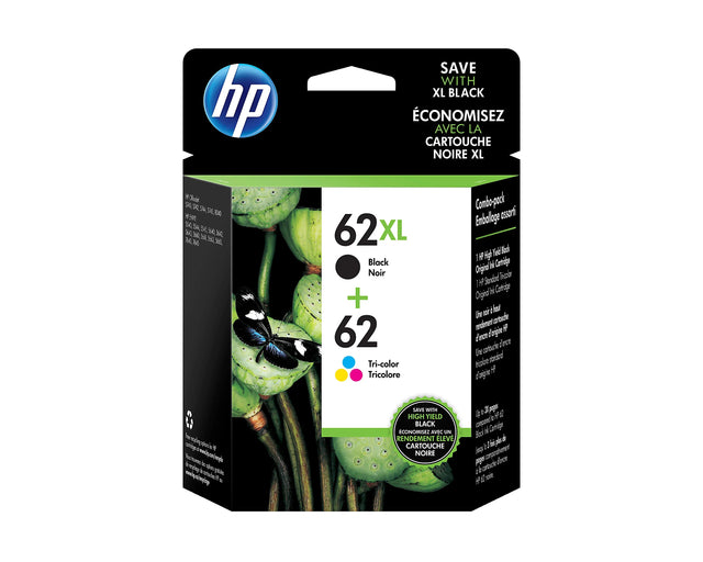 HP 62XL Black & 62 Color Ink Cartridge- 2 Pack