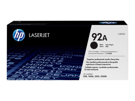 HP 92A Black LaserJet Toner Cartridge, C4092A