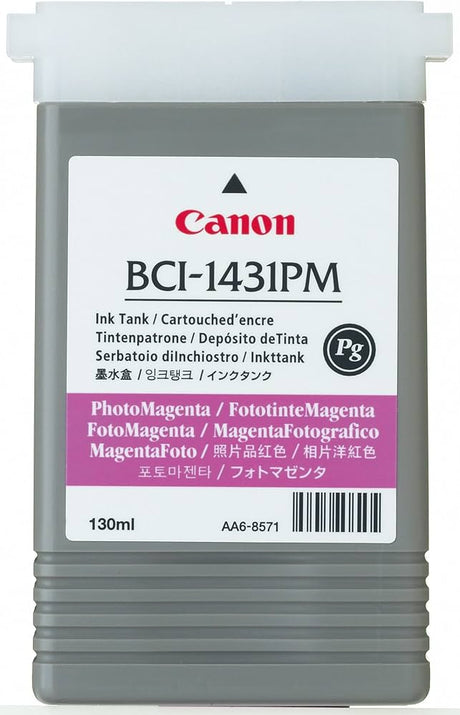 Original Canon BCI-1431PM Photo Magenta Inkjet Cartridge, 8974A001AA