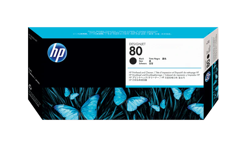 HP 80 (C4820A) Black Printhead & Printhead Cleaner