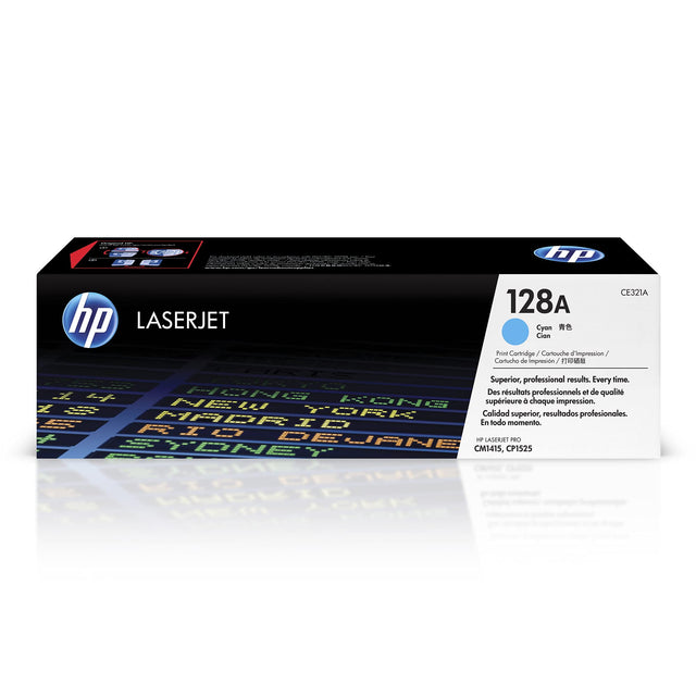 HP 128A Standard Yield Cyan Toner Cartridge, CE321A