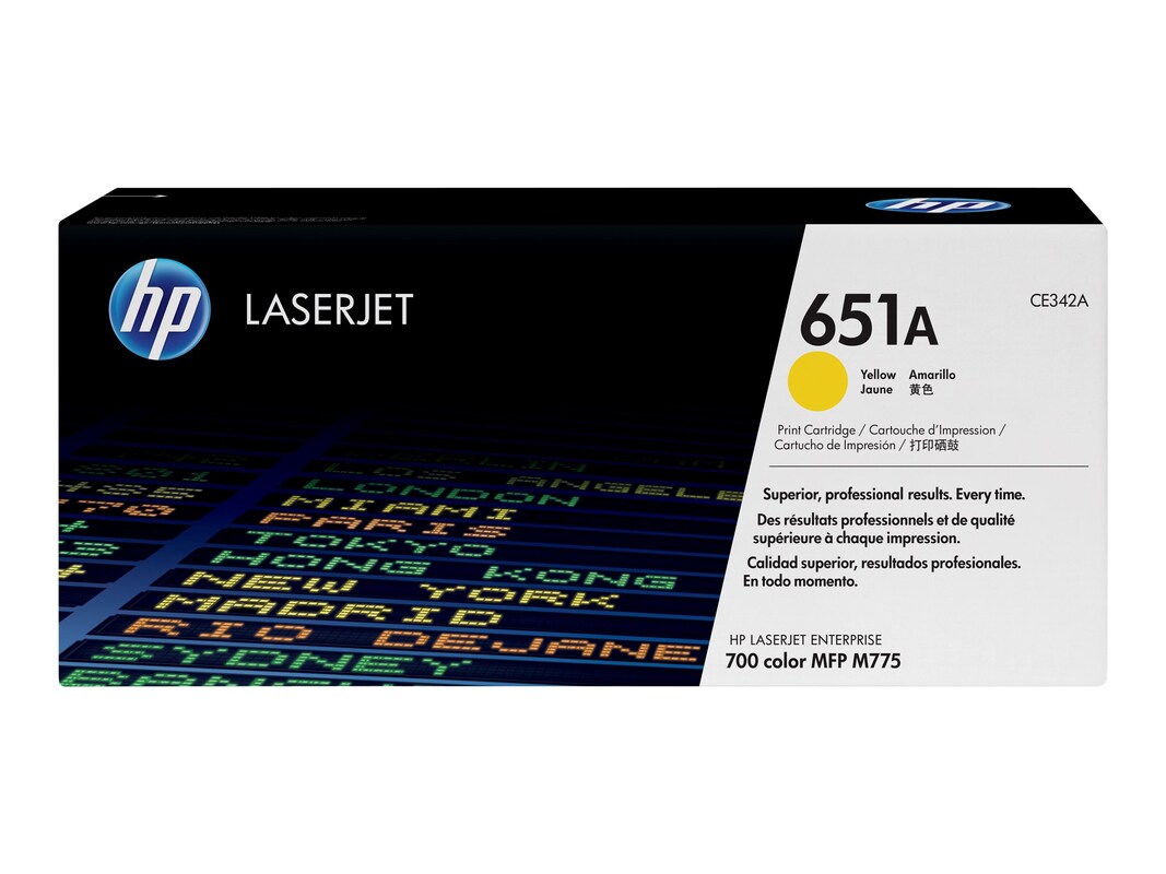 Genuine HP 651A Standard-Yield Yellow Toner Cartridge, CE342A