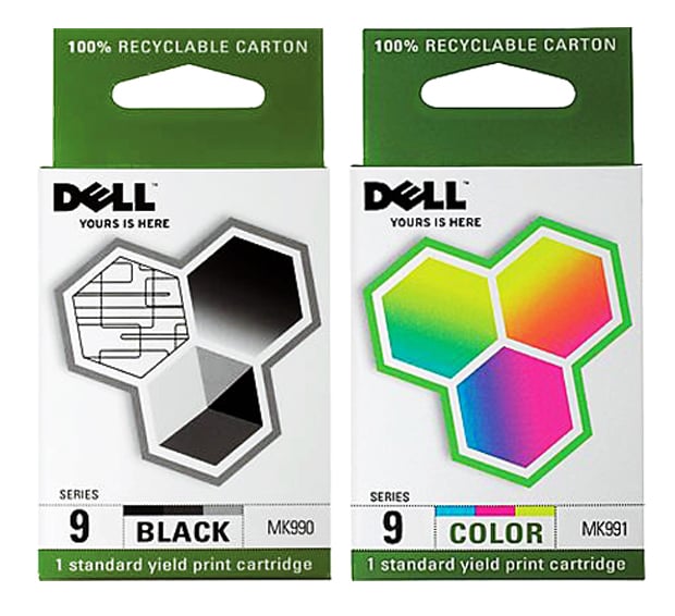 Original Dell Series 9 MK992 Black / MK993 Color Ink Cartridges Combo Pack