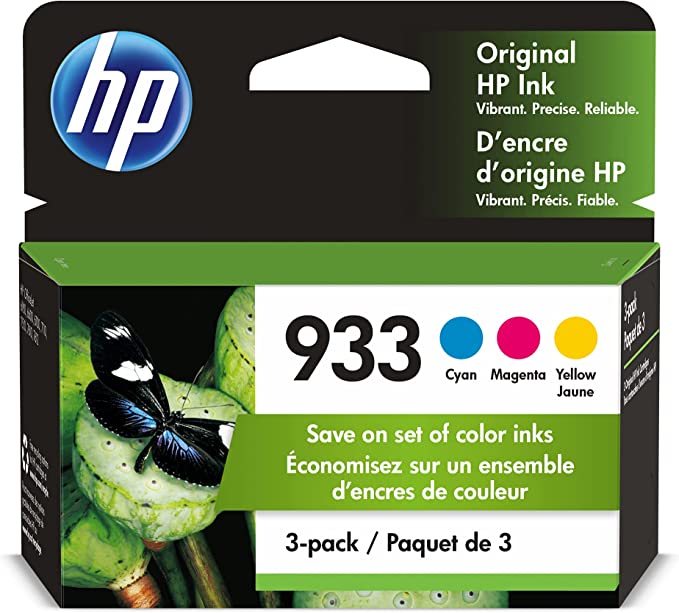 Original HP 933 Cyan, Magenta, Yellow Ink Cartridges (3-pack)