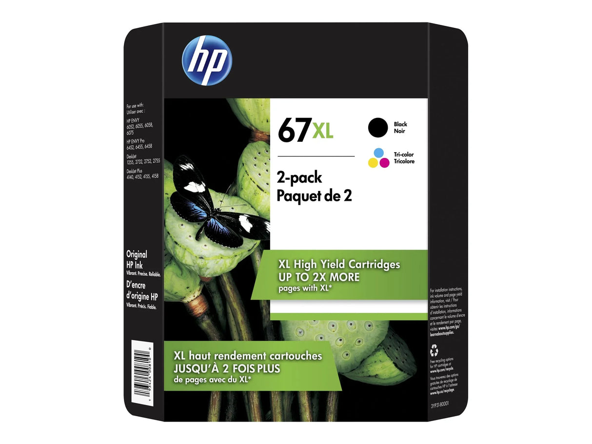 Original HP 67XL Black and Color Ink Cartridge-2 Pack