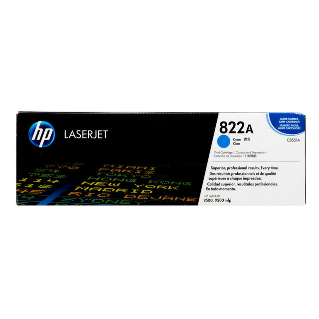 HP 822A Cyan Laser Toner Cartridge, C8551A