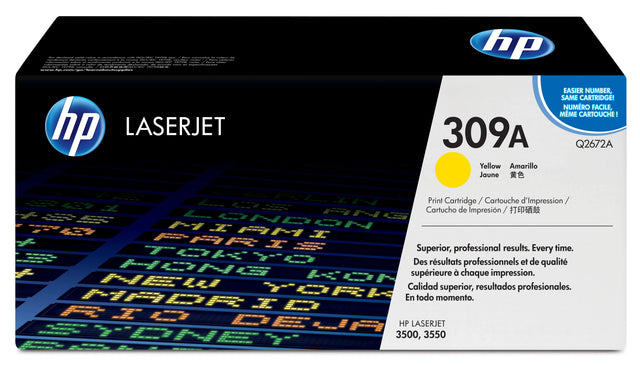 HP 309A Yellow Laser Toner Cartridge, Q2672A