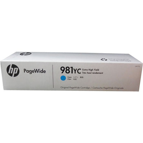 Original HP 981YC Extra High Yield Cyan PageWide Ink Cartridge, L0R17YC