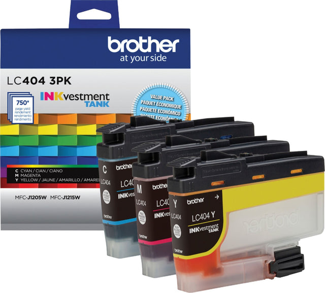 Brother Standard-Yield Yellow, Magenta and Cyan Ink Cartridge LC404 3.PK