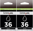 New Genuine Lexmark 36 2PK Ink Cartridges Box X Series X4650 X3650