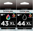 Lexmark #43XL & #44XL Black/Color Combo Pack Ink Cartridge