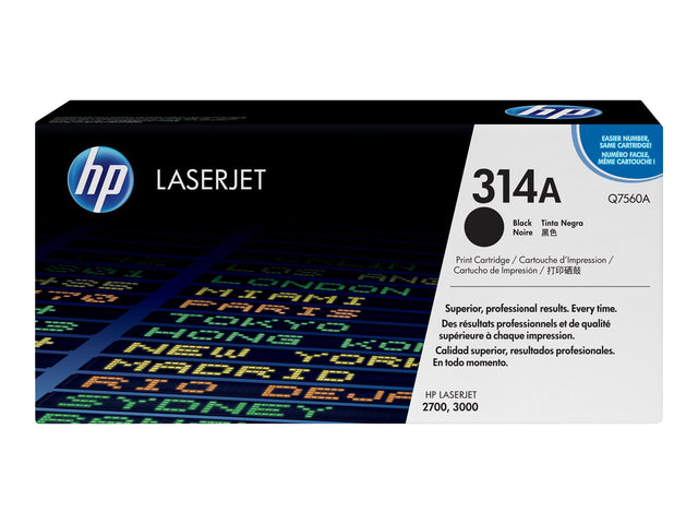 Original HP 314A Standard-Yield Black Toner Cartridge, Q7560A