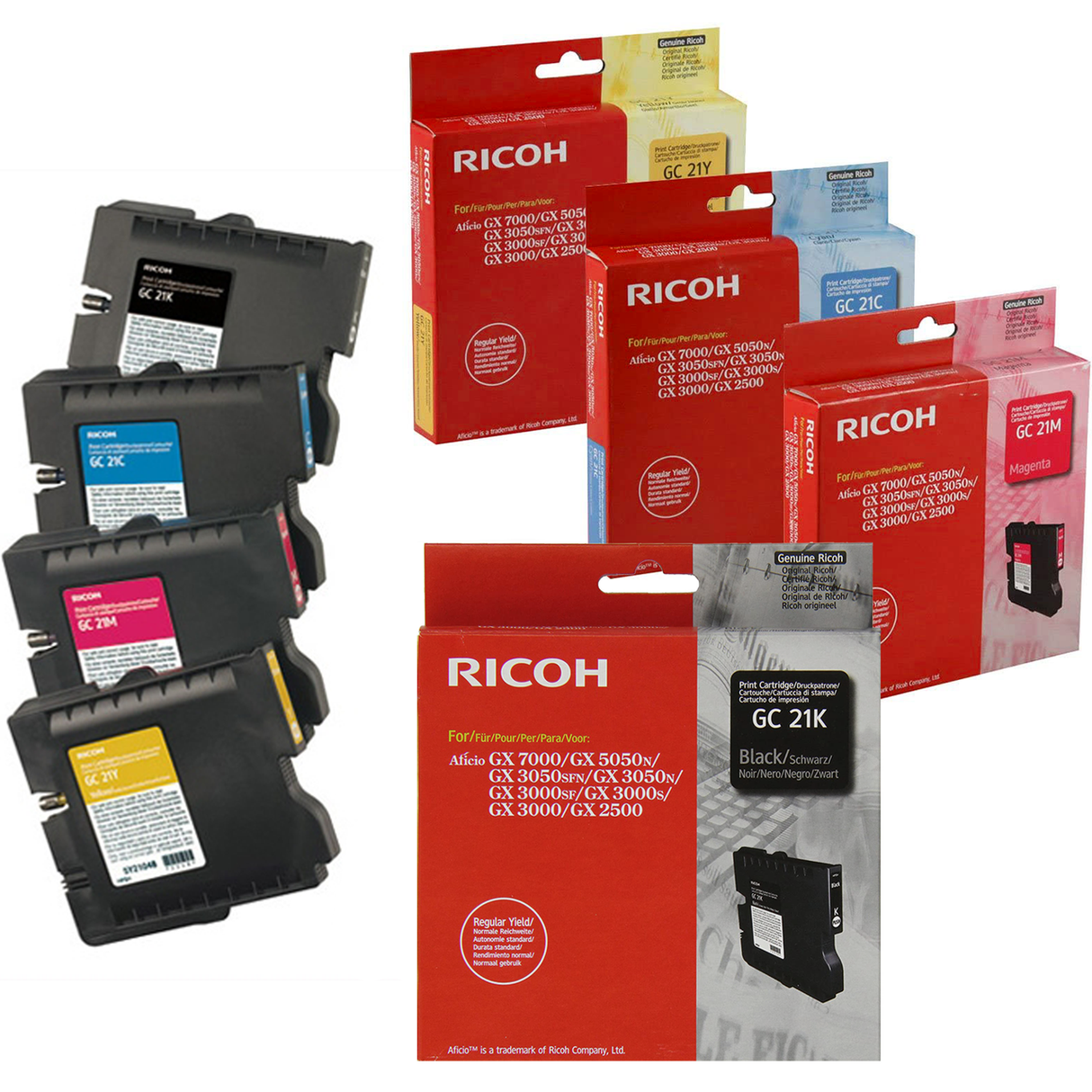 Ricoh GC21 Black, Cyan, Magenta, Yellow Ink Cartridge