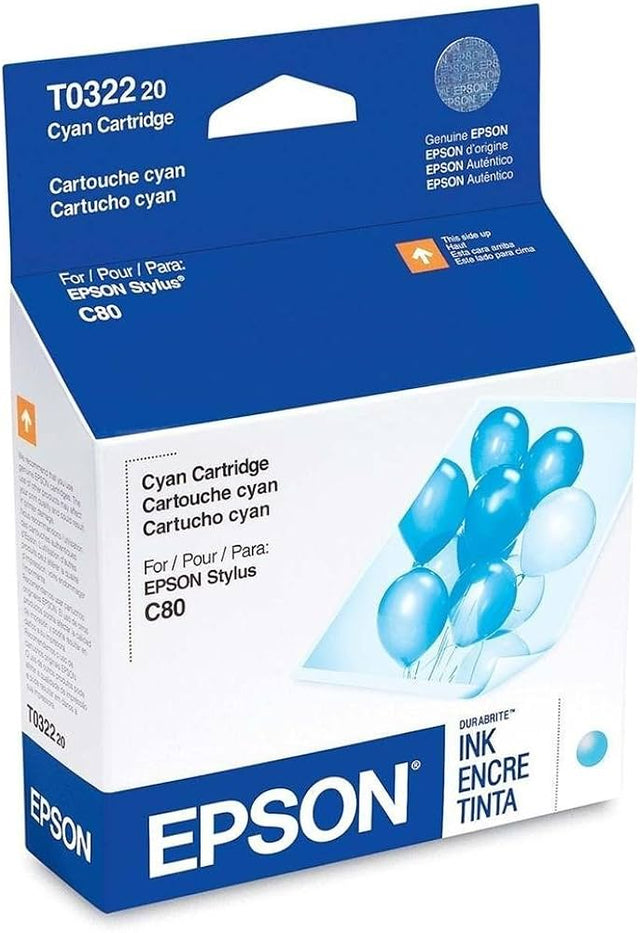 Original Epson T032 Standard-Yield Cyan Ink Cartridge, T032220