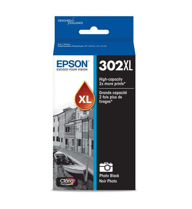 Epson 302XL Claria Premium High-Yield Photo Black Ink Cartridge, T302XL120