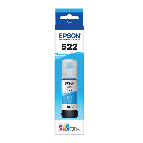 Original Epson 522 High-Yield Cyan Ink Cartridge, T522220