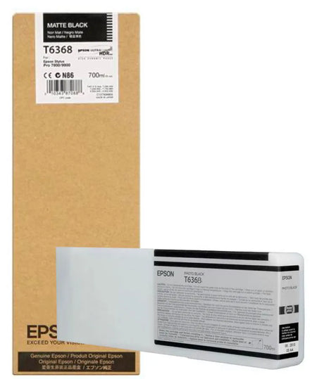 Original Epson T636 Standard-Yield Matte Black Ink Cartridge, T636800