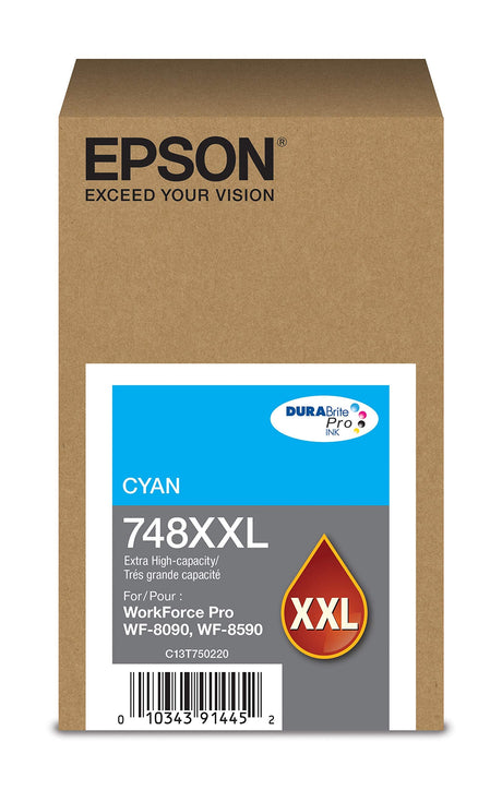 Epson 748XXL DURABrite Pro Extra High-Yield Cyan Ink Cartridge, T748XXL220