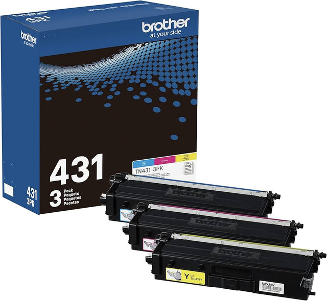 Brother Standard-Yield Cyan, Yellow and Magenta Toner Cartridge, TN431-3PK