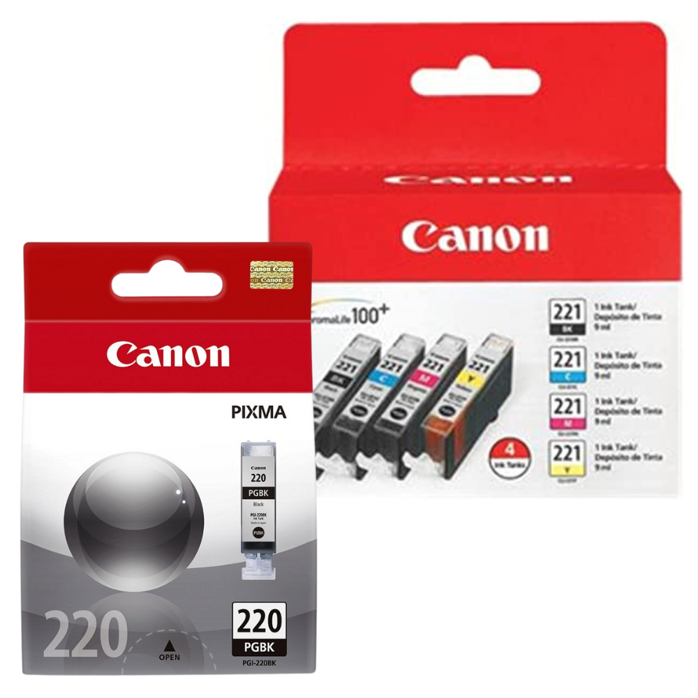 Original Canon PGI-220 Black / CLI-221 1 Black and 3 Colors 5-Pack