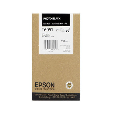 Epson T6051 Photo Black Ink Cartridge, T605100