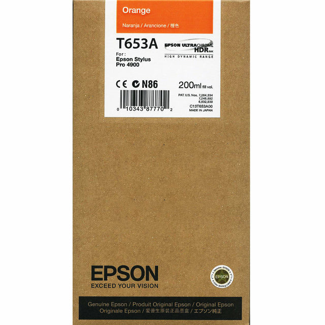 Original Epson T653A Orange 200ml Ink Cartridge