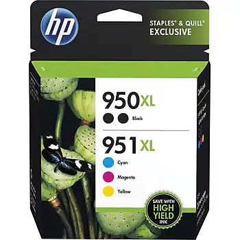 Original HP 950XL Black 2 & 951XL Cyan, Magenta & Yellow Ink Cartridges, T0A83AA